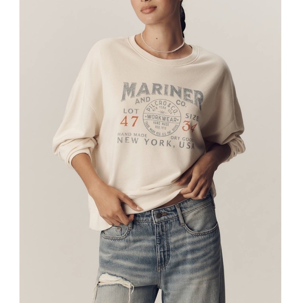 PILCRO x ANTHROPOLOGIE Mariner & Co Graphic Oversized Sweatshirt